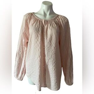 Chaps Women’s Petal Blush Pink Buttoned Down Shirt 100% Cotton Size XL
